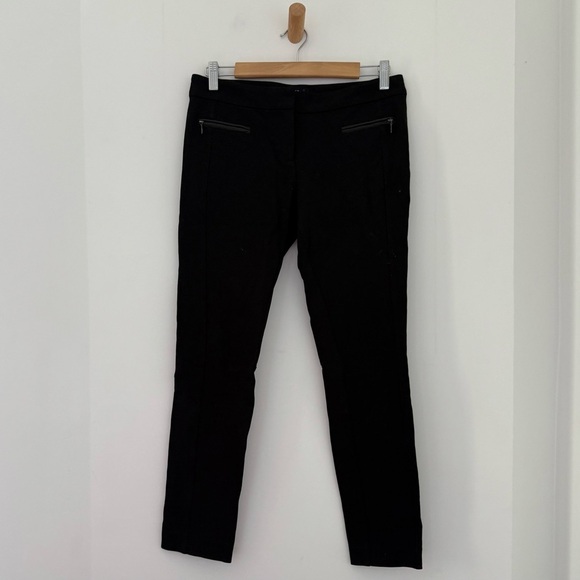 Paige black Los Feliz slim pants with leather trim - size 28 - Picture 6 of 8